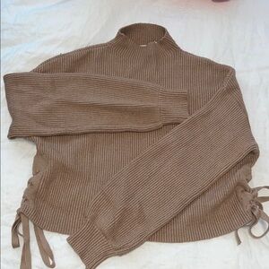 Chelsea & Violet Taupe Ribbed Turtleneck Sweater